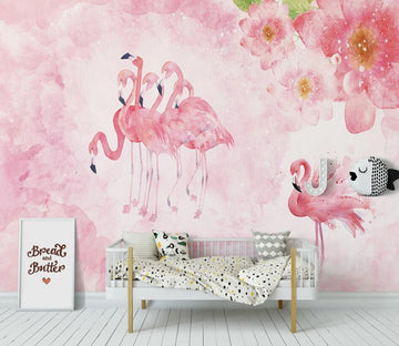 3D Flamingo Flock 927 Wall Murals