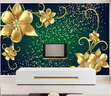 3D Golden Flower WC1869 Wall Murals