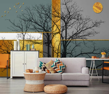 3D Moon Dead Tree 308 Wall Murals
