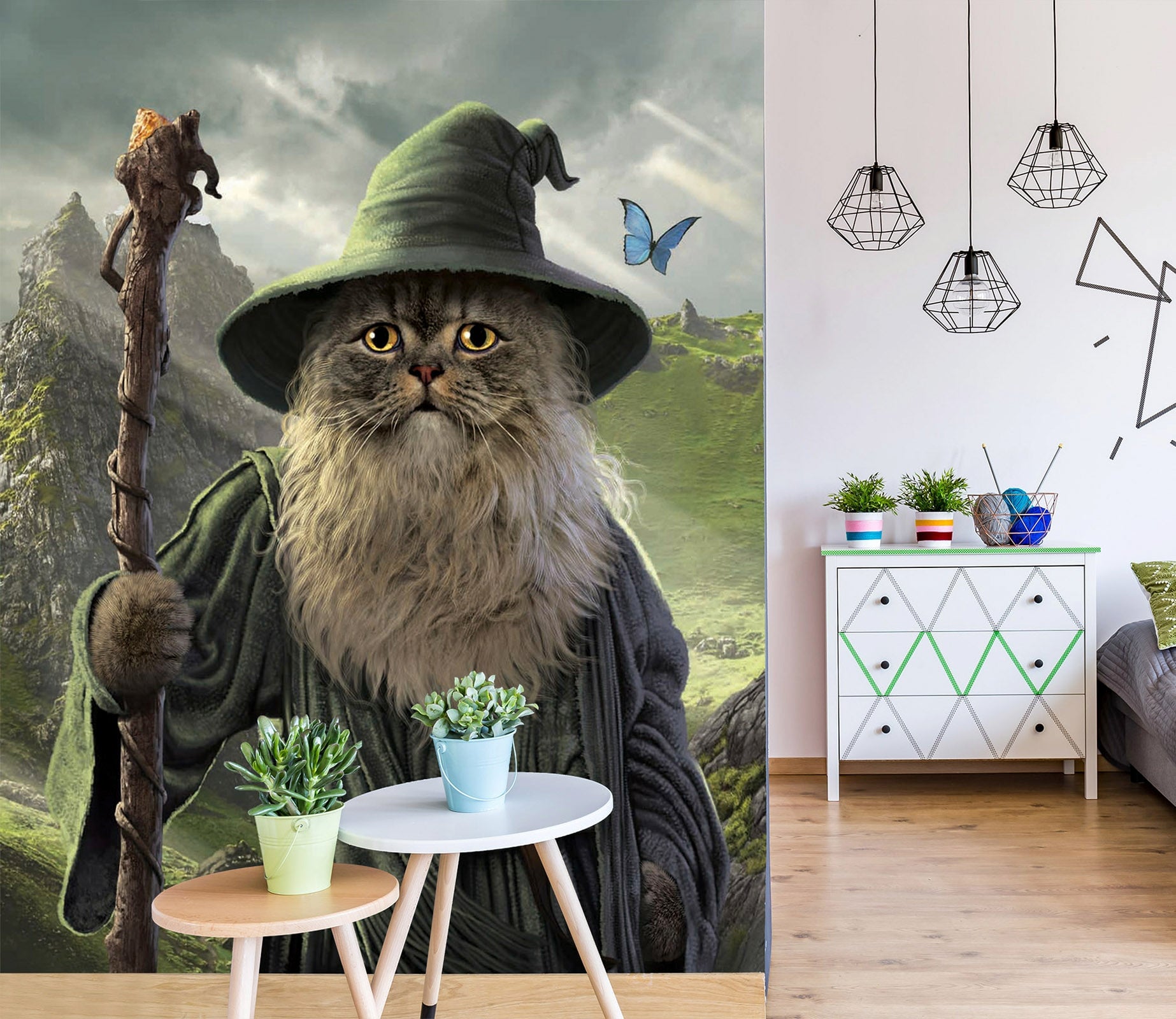 3D Hat Cat 1418 Wall Murals Exclusive Designer Vincent Wallpaper AJ Wallpaper 