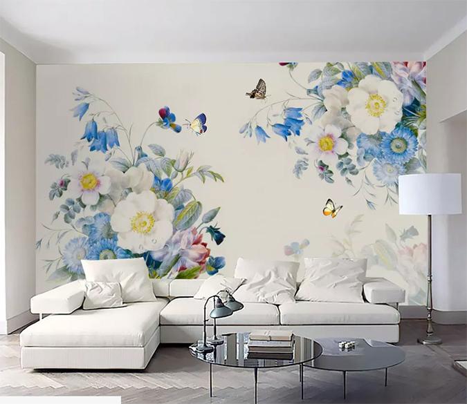 3D Flower Butterfly 050 Wall Murals Wallpaper AJ Wallpaper 2 