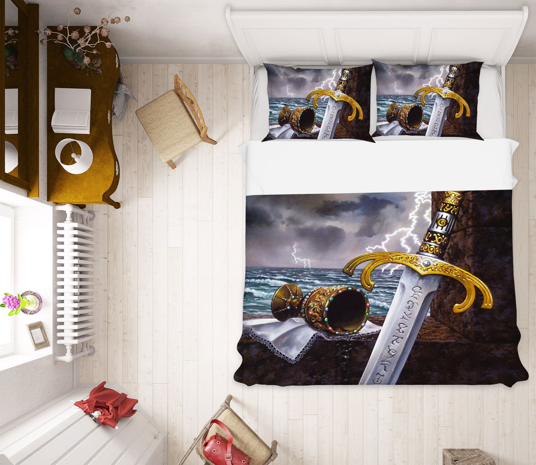 3D Ocean Cup Sword 6196 Ciruelo Bedding Bed Pillowcases Quilt