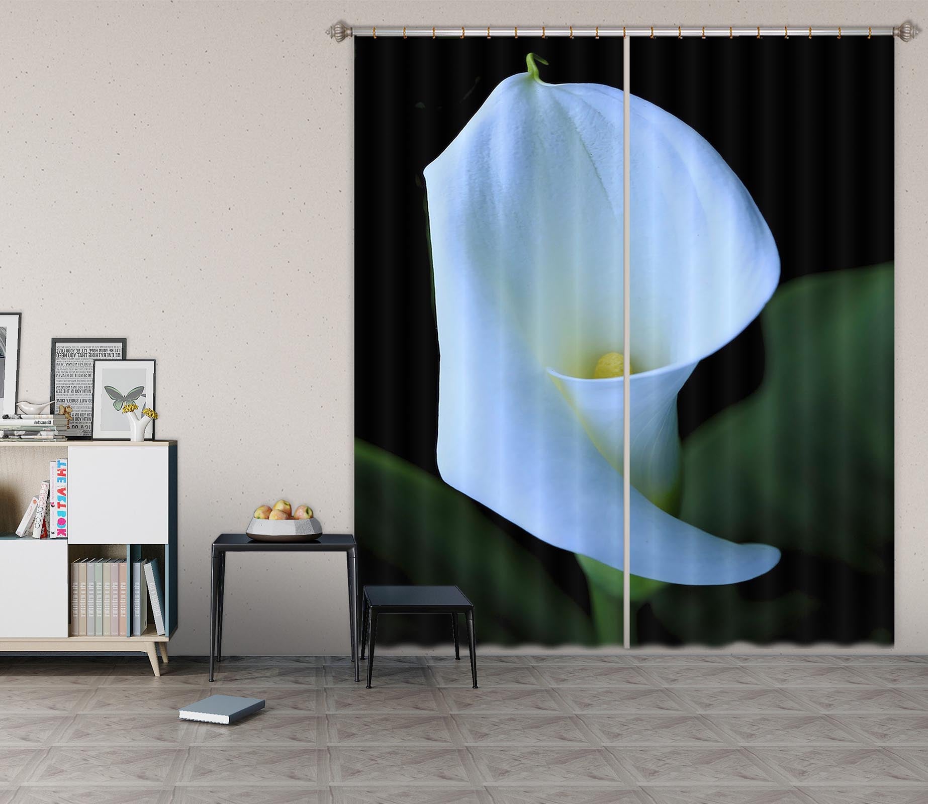 3D Calla Flower 069 Kathy Barefield Curtain Curtains Drapes