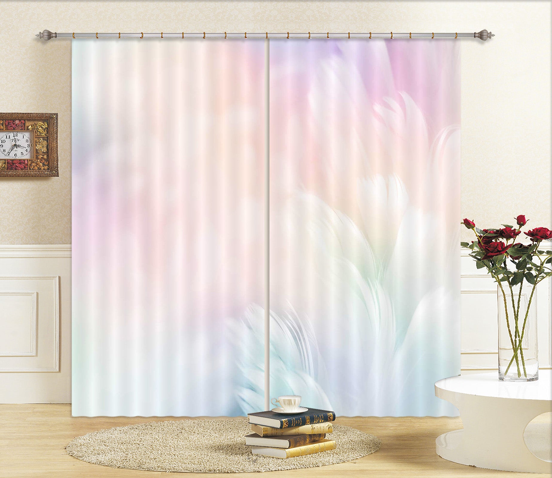 3D Colored Feathers 124 Curtains Drapes