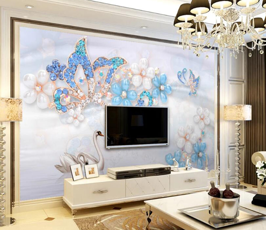 3D Crystal Flowers 558 Wall Murals