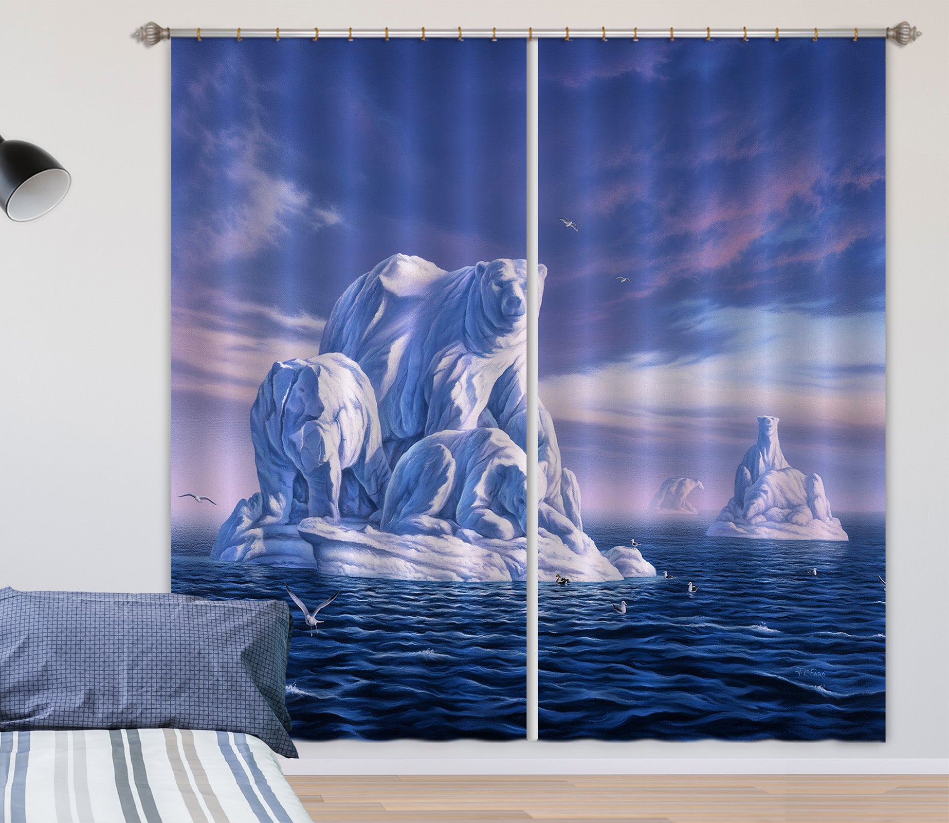 3D Polar Bear 068 Jerry LoFaro Curtain Curtains Drapes