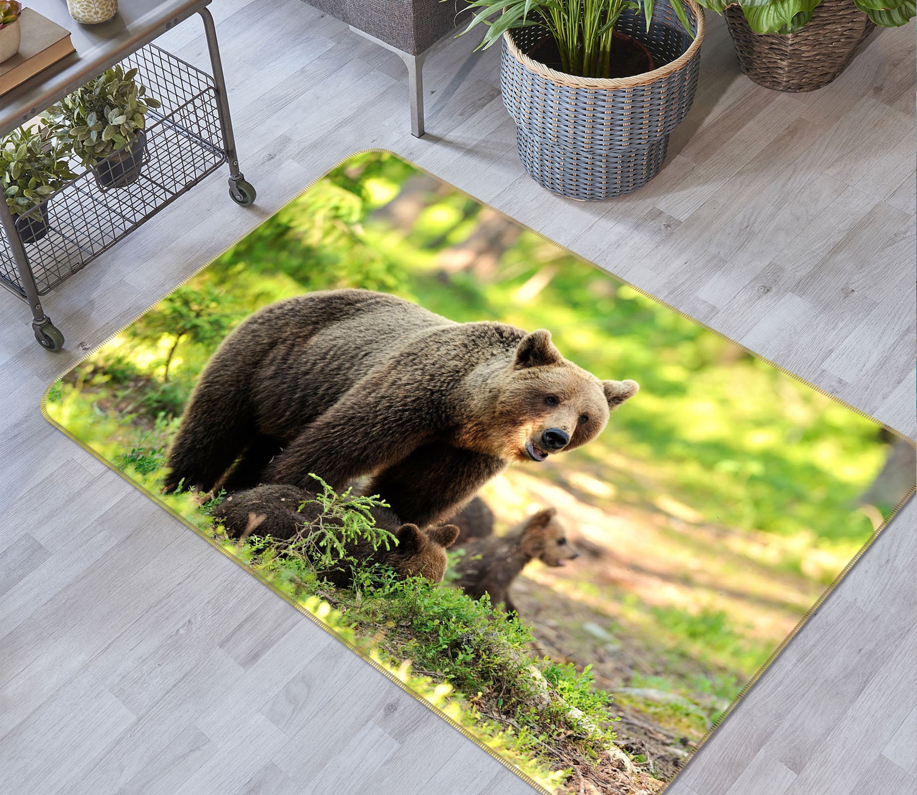 3D Black Bear 124 Animal Non Slip Rug Mat