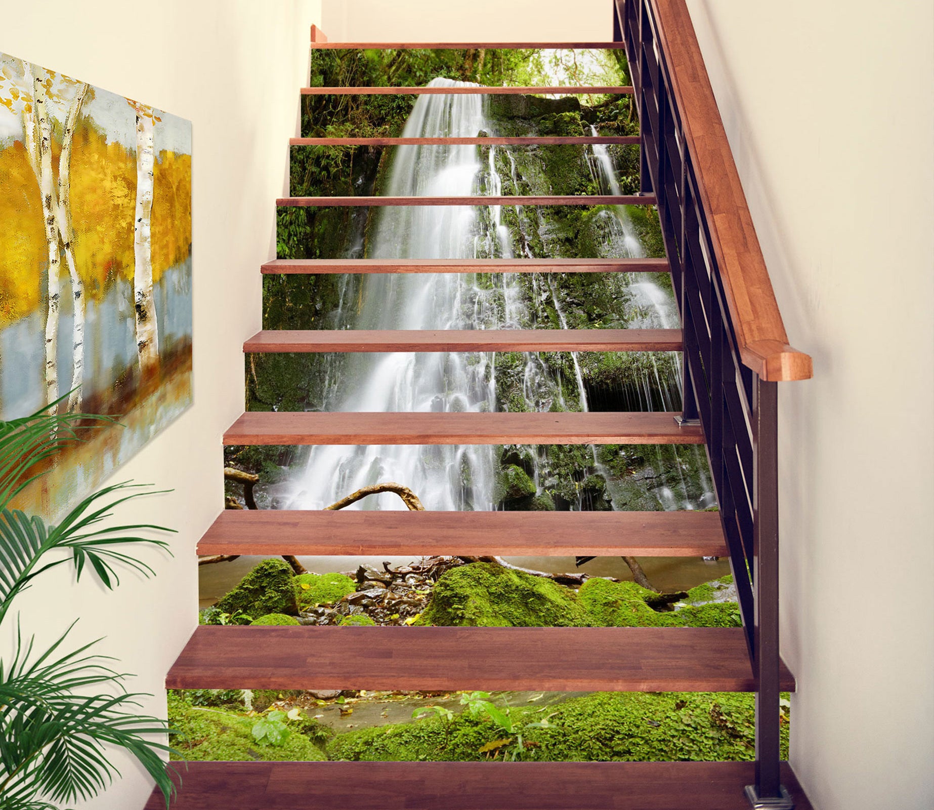 3D Fierce Waterfall 179 Stair Risers