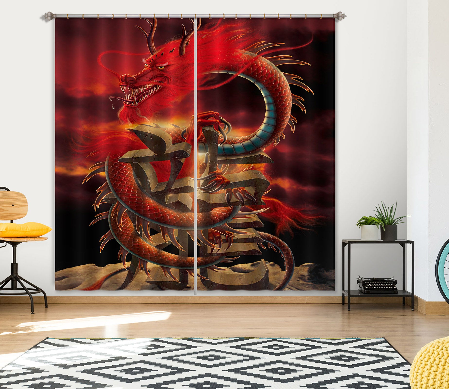 3D Chinese Dragon Def 022 Vincent Hie Curtain Curtains Drapes