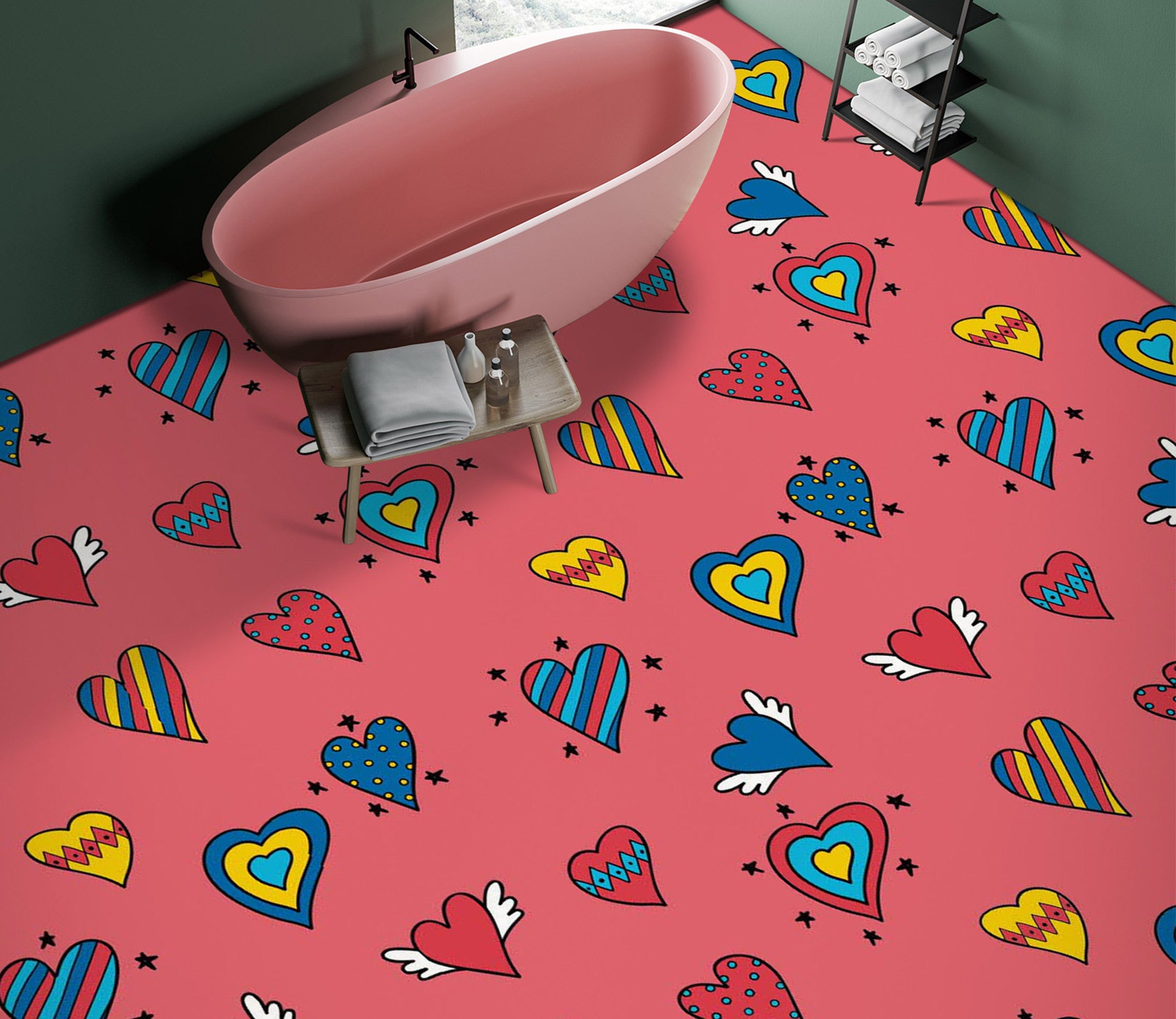 3D Cute Love Pattern 1160 Floor Mural  Wallpaper Murals Self-Adhesive Removable Print Epoxy