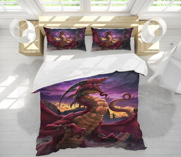 3D Dragon Purple 4062 Tom Wood Bedding Bed Pillowcases Quilt