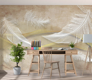 3D White Goose Feather 1054 Wall Murals