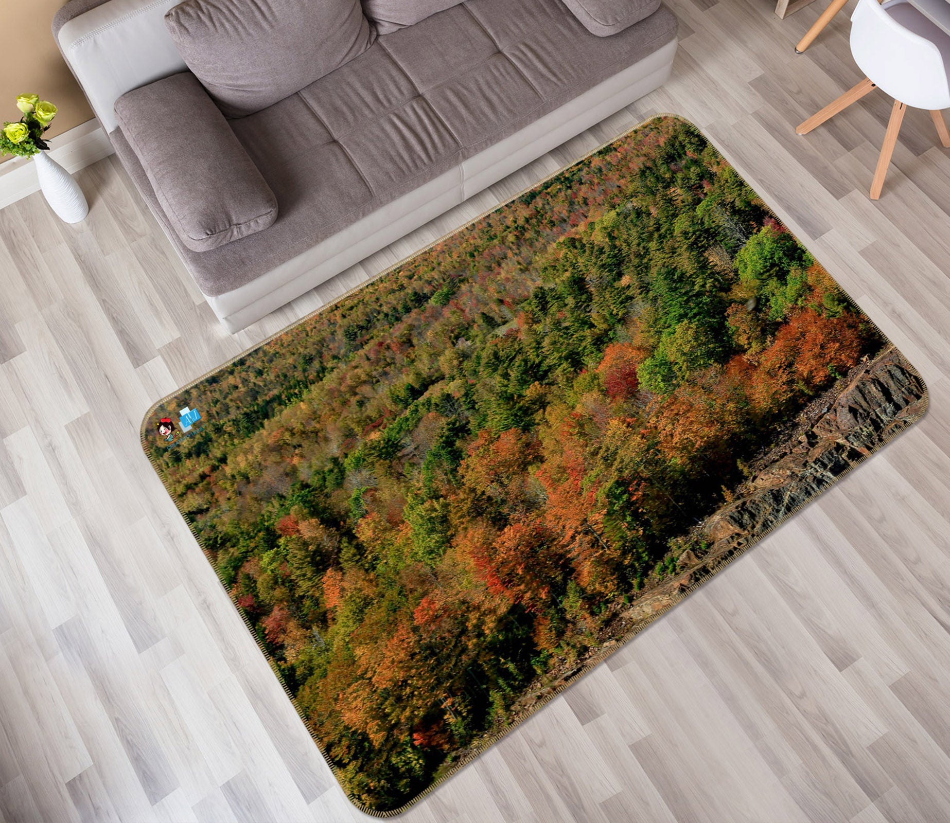 3D Red Orange Striation 62223 Kathy Barefield Rug Non Slip Rug Mat