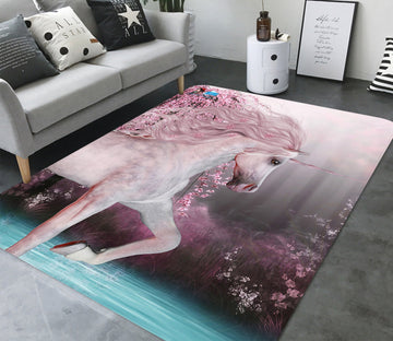 3D Peach Blossom Unicorn 98 Non Slip Rug Mat Mat AJ Creativity Home 
