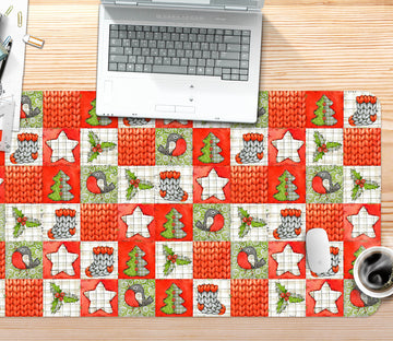 3D Sock Tree Checkered Pattern 53185 Christmas Desk Mat Xmas