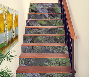 3D Jungle Peacock Leaves 10479 Andrea Haase Stair Risers