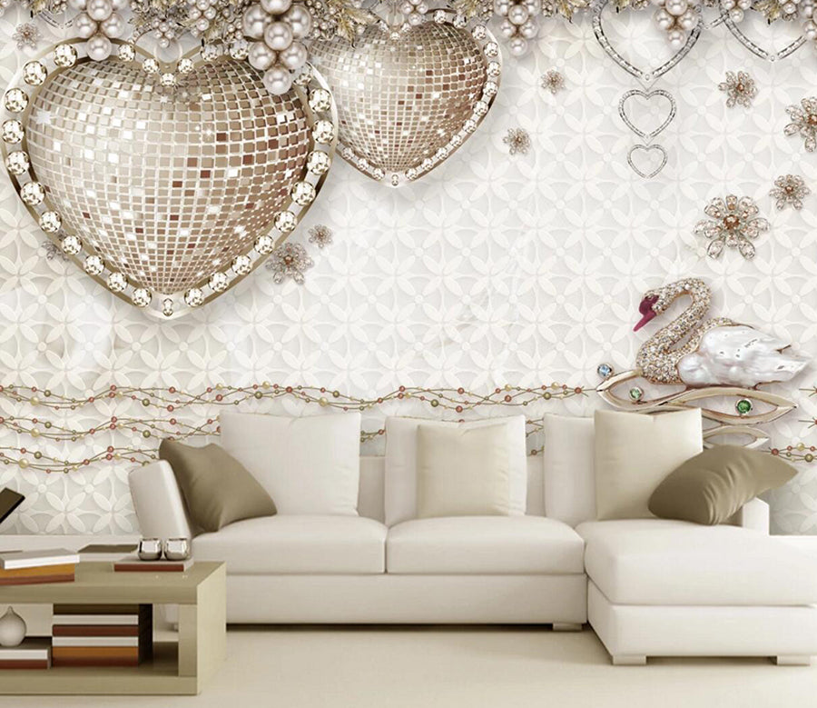 3D Swan Diamond WC270 Wall Murals