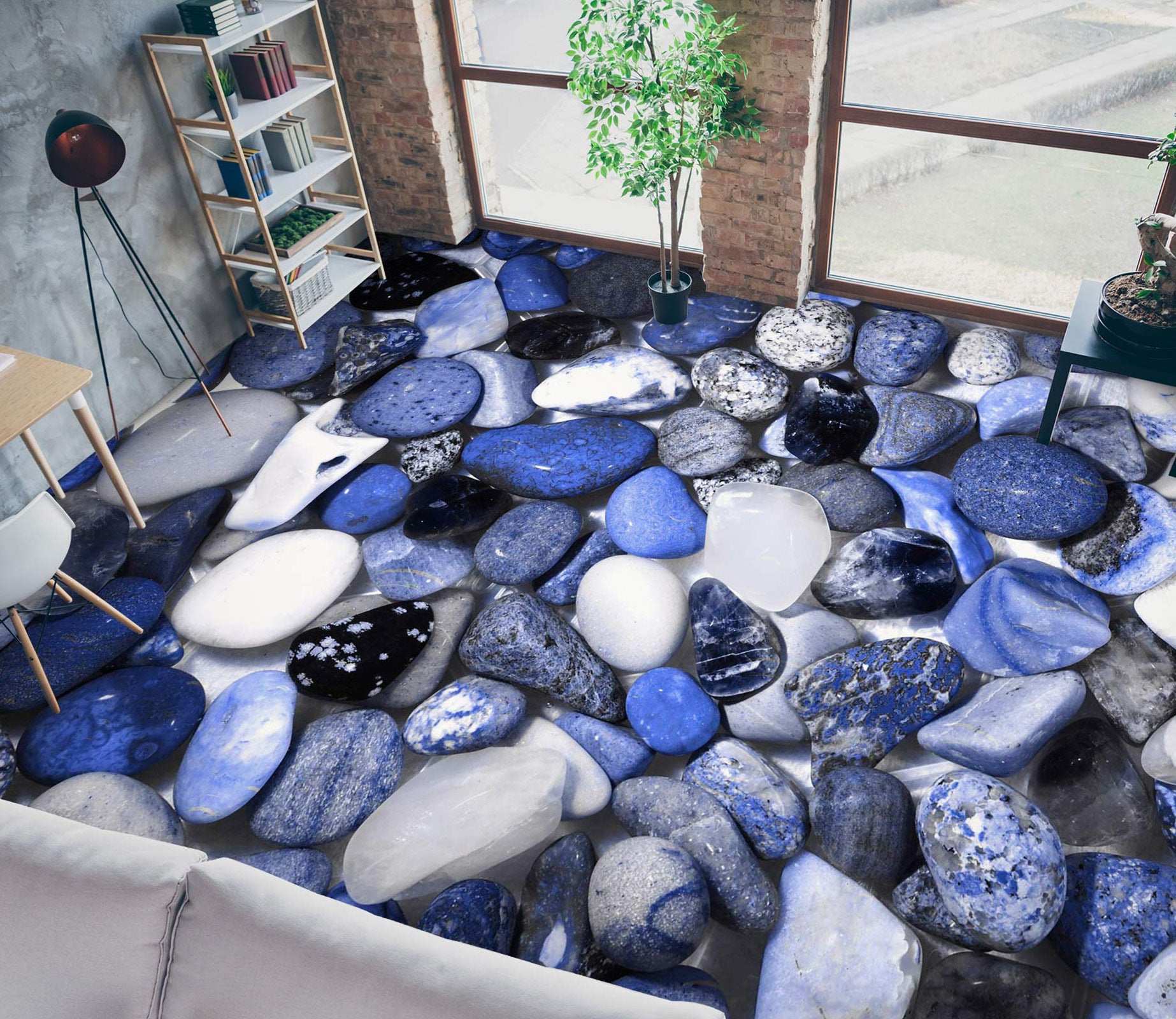 3D Chic Purple Pebbles 1024 Floor Mural  Wallpaper Murals Self-Adhesive Removable Print Epoxy