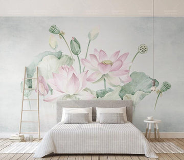 3D Pink Lotus WC26 Wall Murals Wallpaper AJ Wallpaper 2 