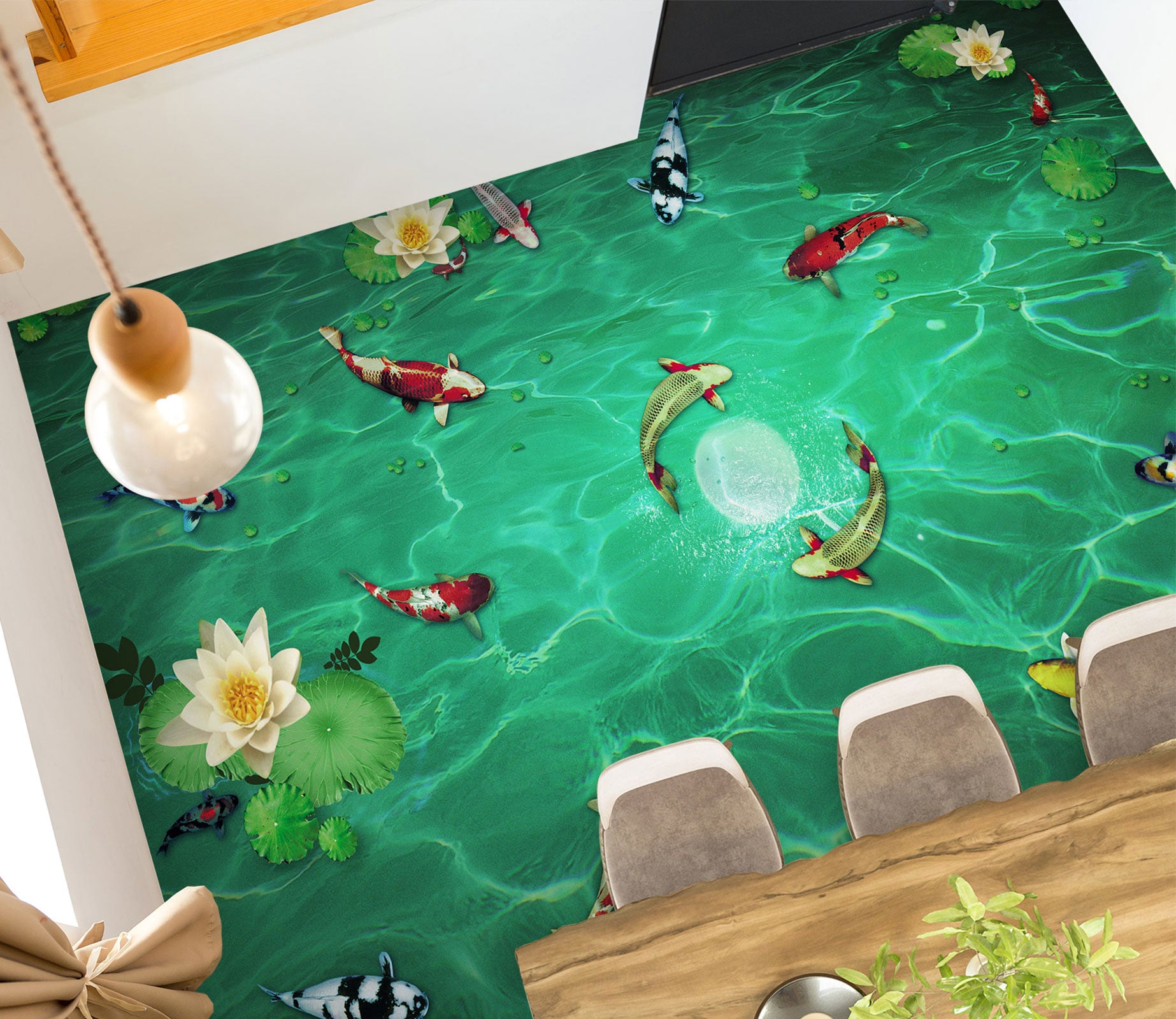 3D Dreamy White Water Lily 1328 Floor Mural  Wallpaper Murals Self-Adhesive Removable Print Epoxy