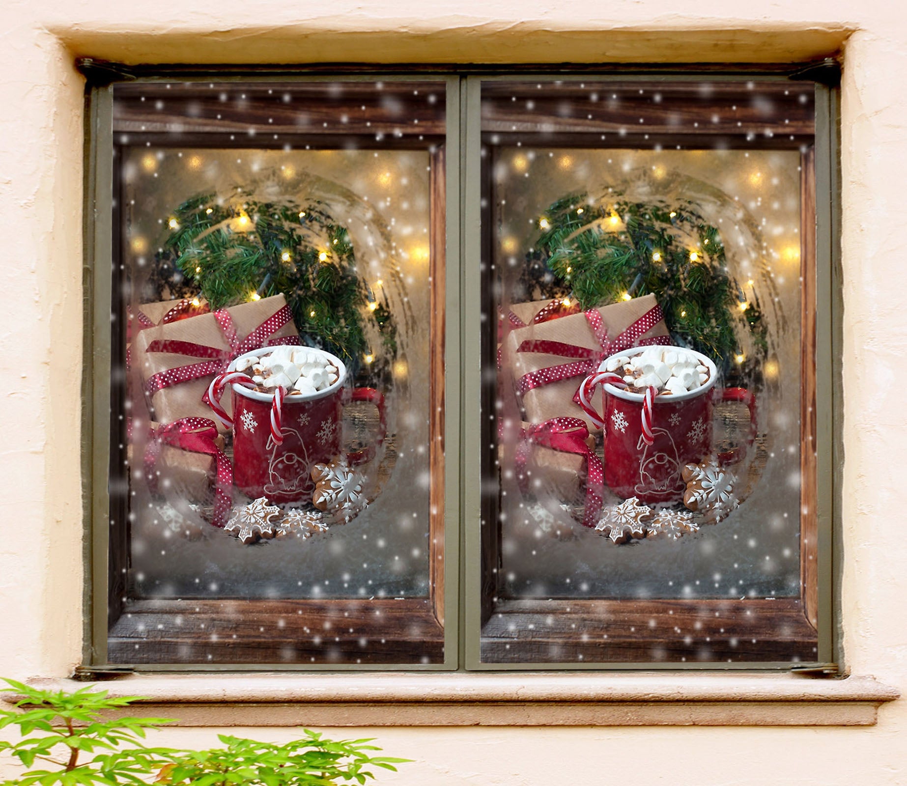 3D Snowflake Water Cup 31092 Christmas Window Film Print Sticker Cling Stained Glass Xmas