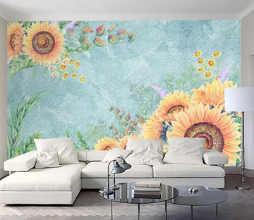 3D Sunflower WG06 Wall Murals Wallpaper AJ Wallpaper 2 