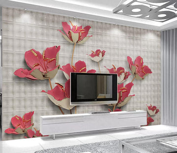 3D Red Peony WC2078 Wall Murals