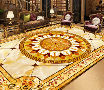 3D Gold Pattern WG529 Floor Mural Wallpaper AJ Wallpaper 2 