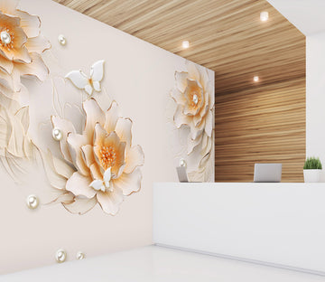 3D White Flowers 1464 Wall Murals
