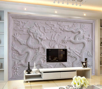 3D Carving Dragon WC628 Wall Murals
