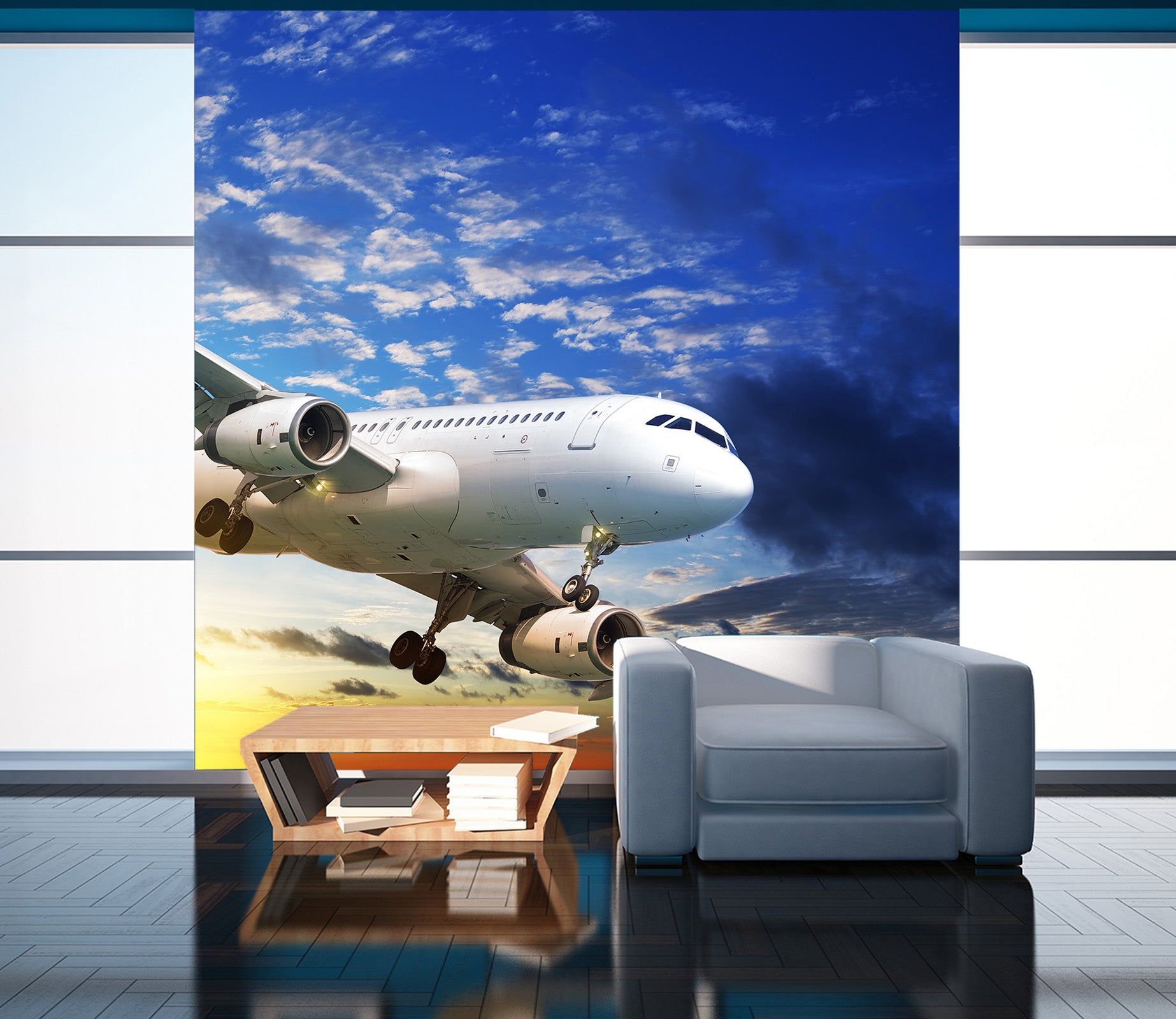 3D Sunset Aircraft 270 Vehicle Wall Murals