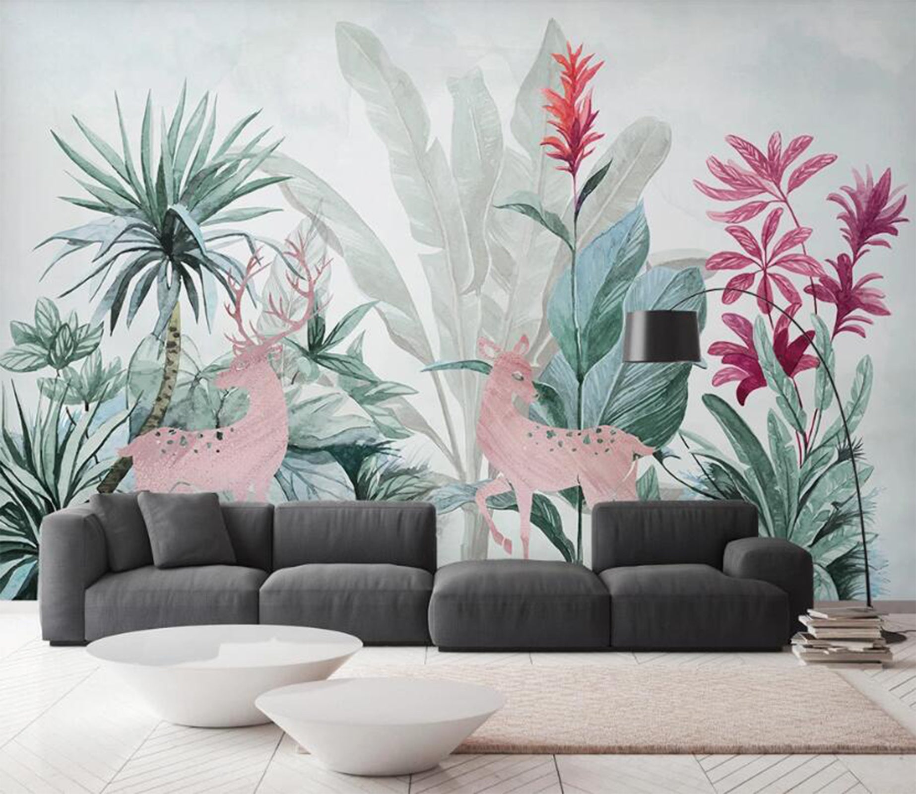 3D Elegant Pink Deer 2540 Wall Murals