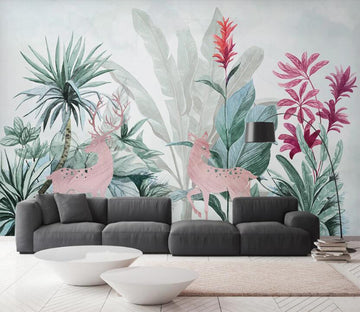 3D Elegant Pink Deer 2540 Wall Murals