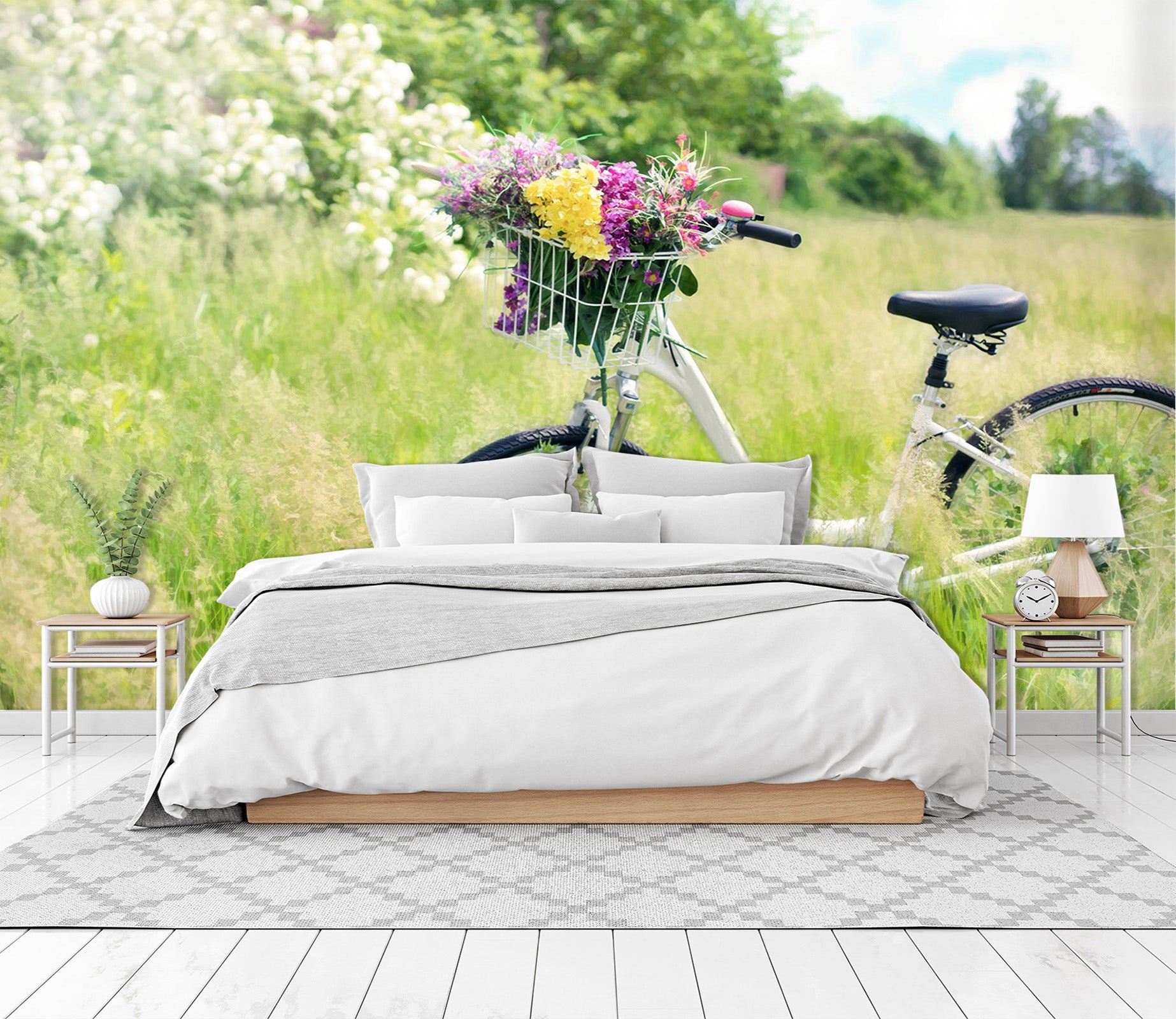 3D Flower Plant Bicycle 078 Vehicle Wall Murals