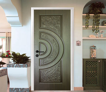 3D Green Pattern 009 Door Mural
