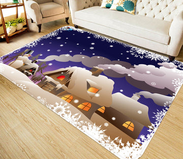 3D Human Smoke Snow House 036 Non Slip Rug Mat Mat AJ Creativity Home 