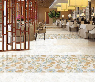 3D Blue Yellow Flowers WG240 Floor Mural Wallpaper AJ Wallpaper 2 