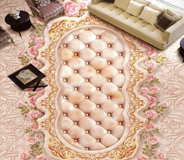 3D Pink Flowers 029 Floor Mural  Self-Adhesive Sticker Bathroom Non-slip Waterproof Flooring Murals