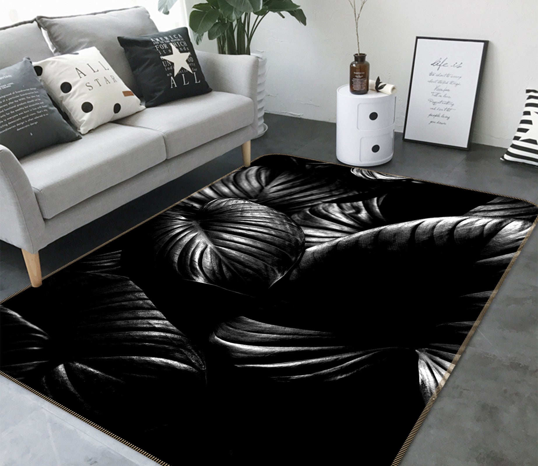 3D Leaf Texture 1141 Boris Draschoff Rug Non Slip Rug Mat