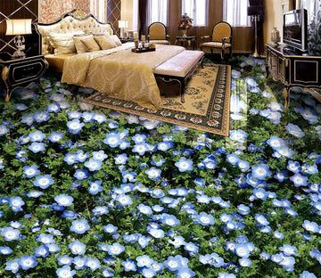 3D Blue Flowers 082 Floor Mural  Self-Adhesive Sticker Bathroom Non-slip Waterproof Flooring Murals