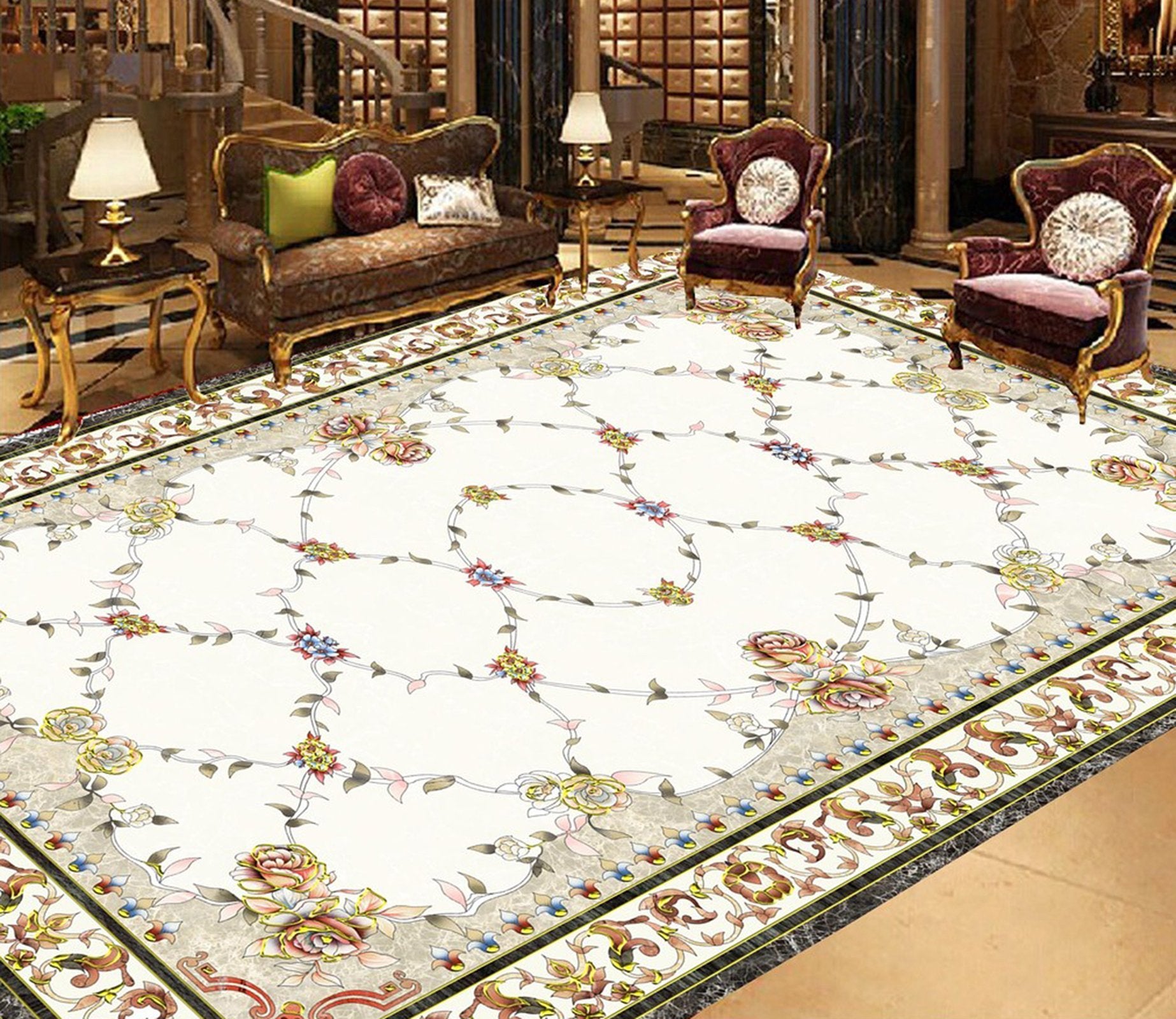 3D Colored Flowers WG321 Floor Mural Wallpaper AJ Wallpaper 2 