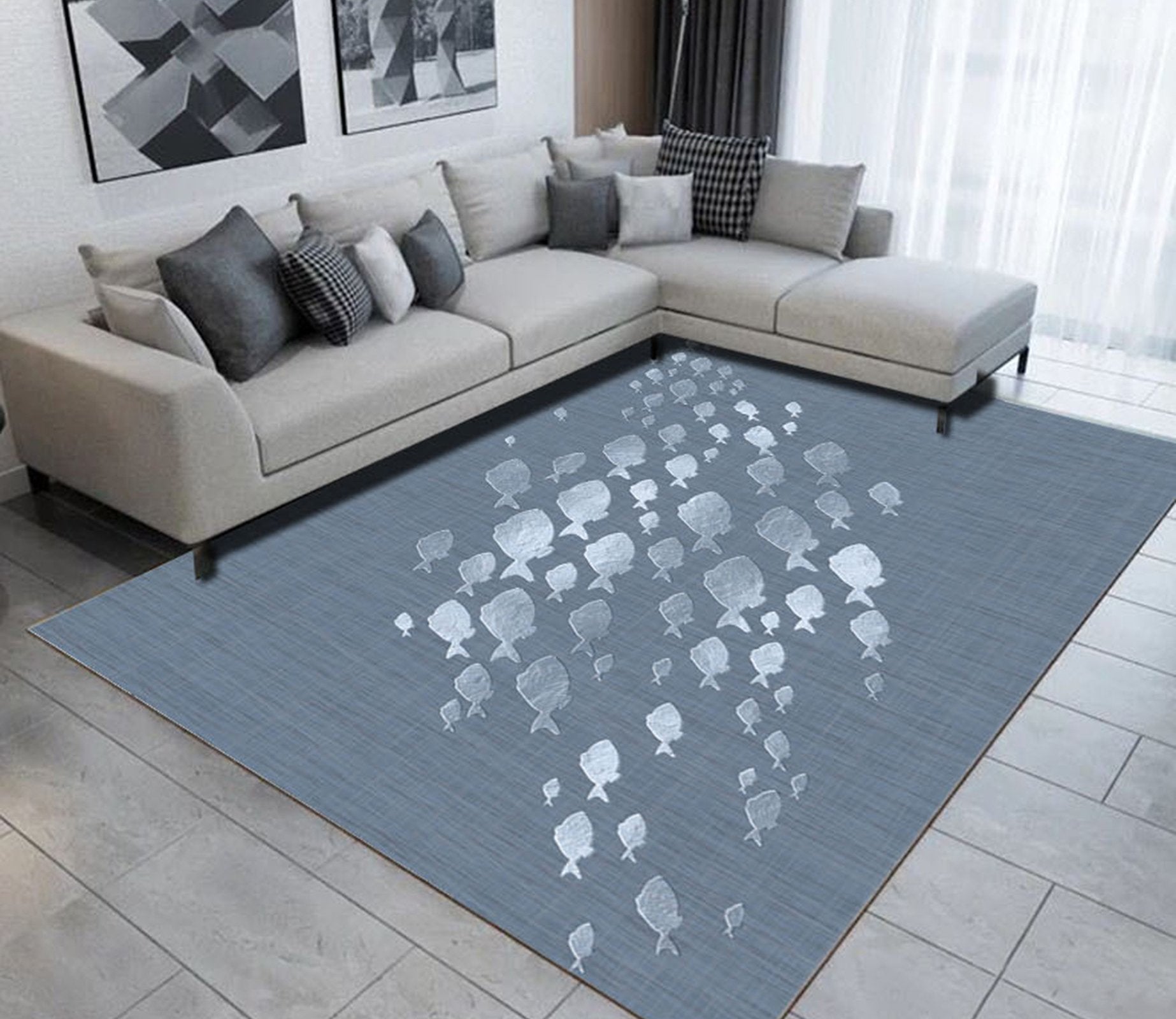 3D Fish School WG507 Non Slip Rug Mat Mat AJ Creativity Home 