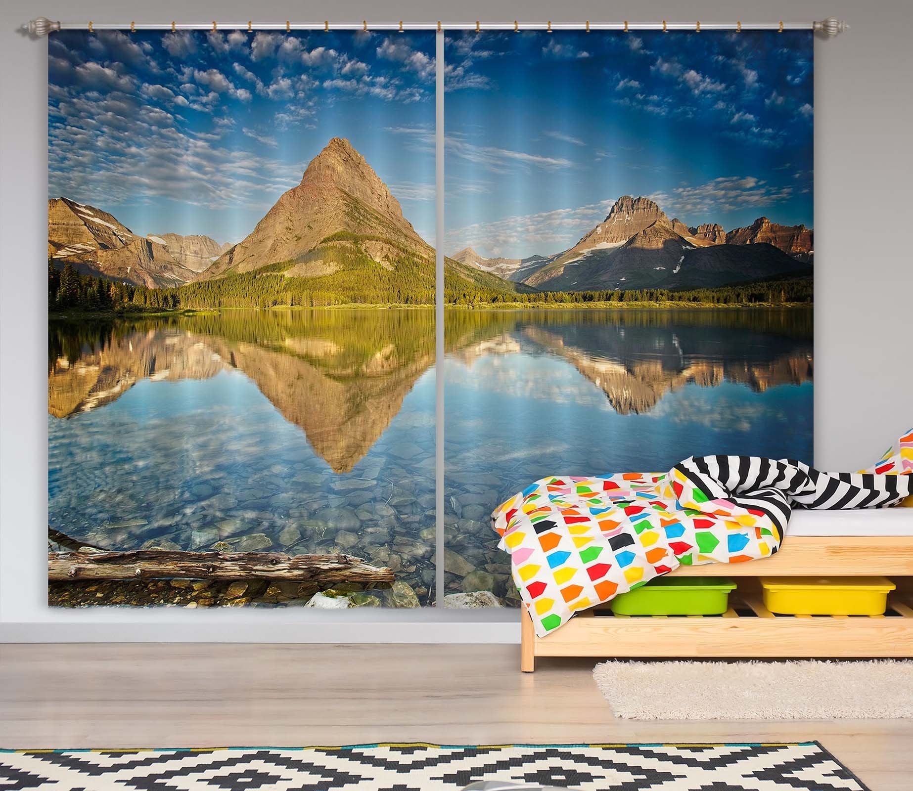 3D Alpine River 074 Kathy Barefield Curtain Curtains Drapes Wallpaper AJ Wallpaper 