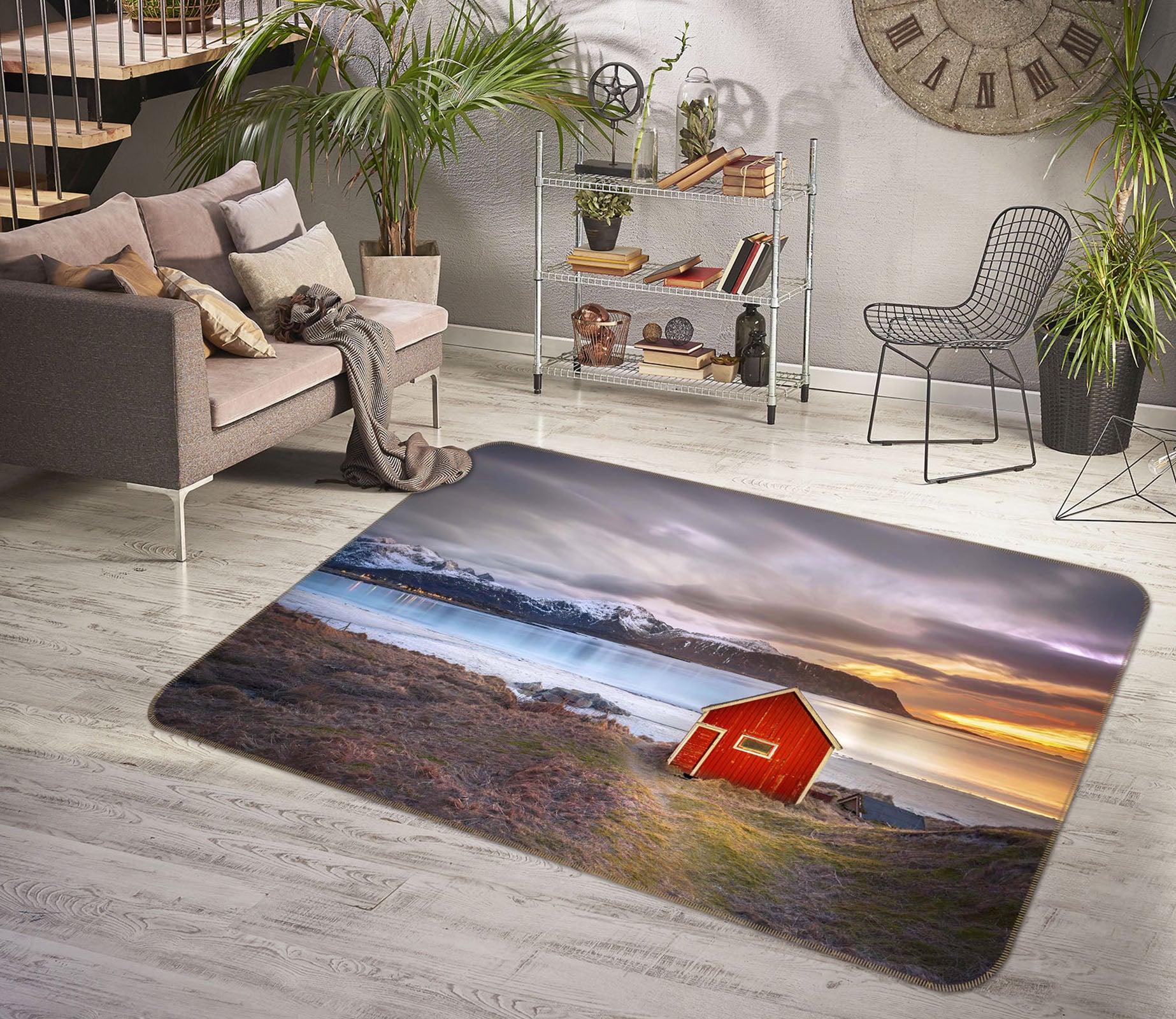 3D Red House 1145 Marco Carmassi Rug Non Slip Rug Mat