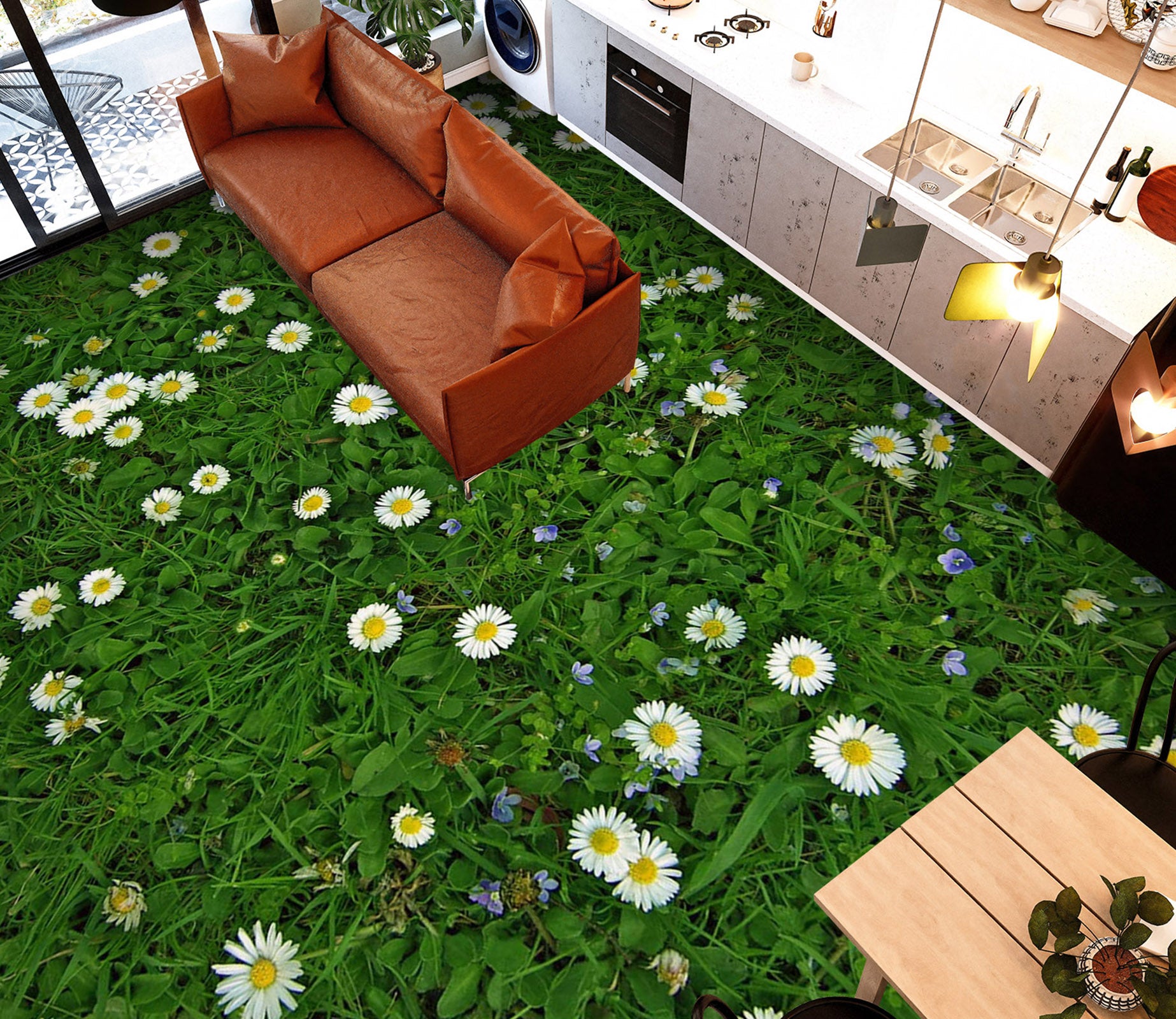 3D Fresh White Daisies 512 Floor Mural  Wallpaper Murals Rug & Mat Print Epoxy waterproof bath floor