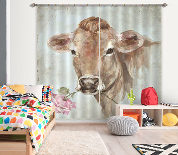 3D Cow Rose 044 Debi Coules Curtain Curtains Drapes