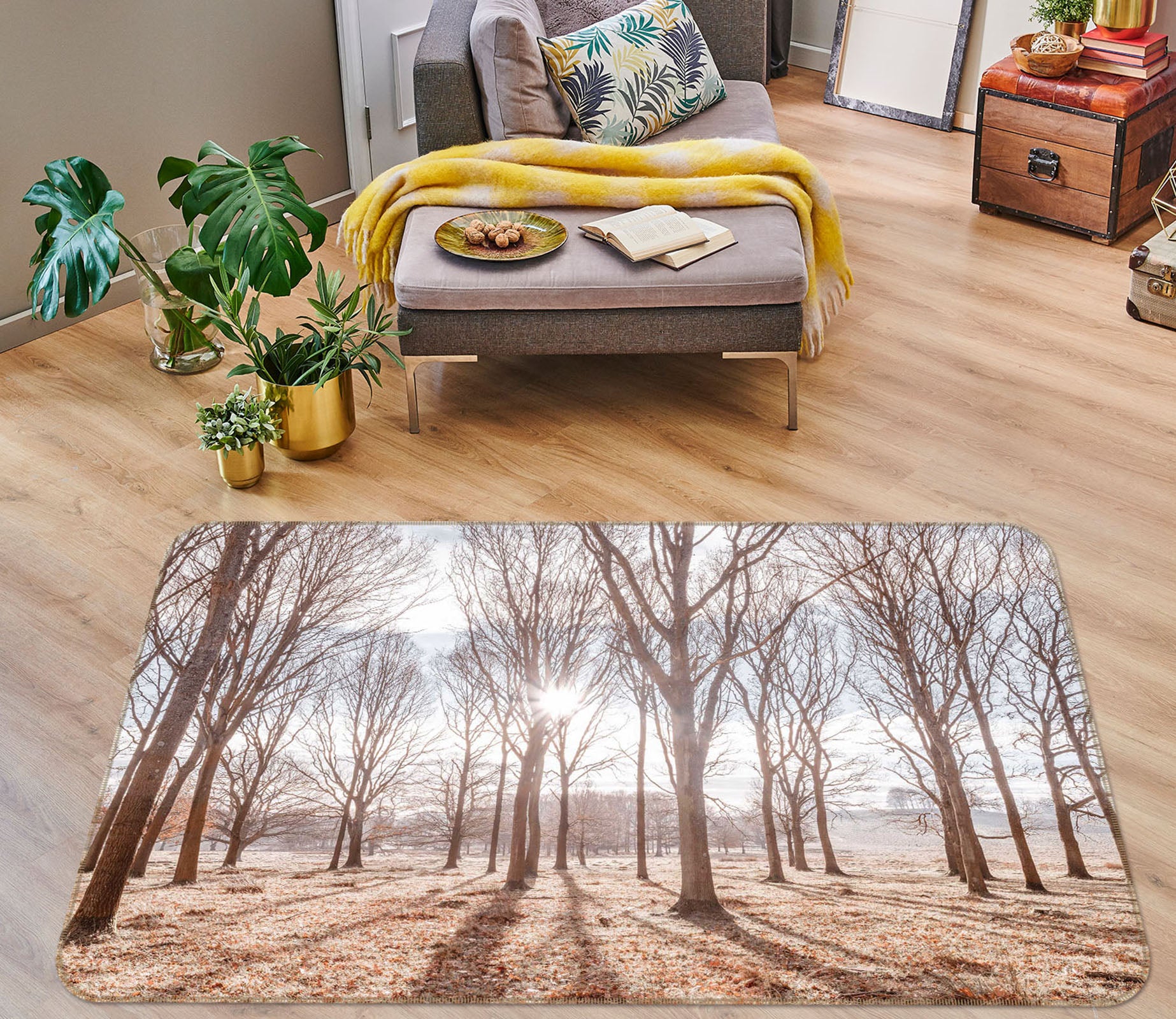 3D Sunny Forest 173 Assaf Frank Rug Non Slip Rug Mat
