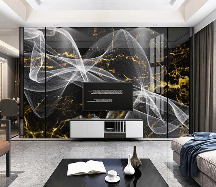 3D White Ribbon 451 Wall Murals