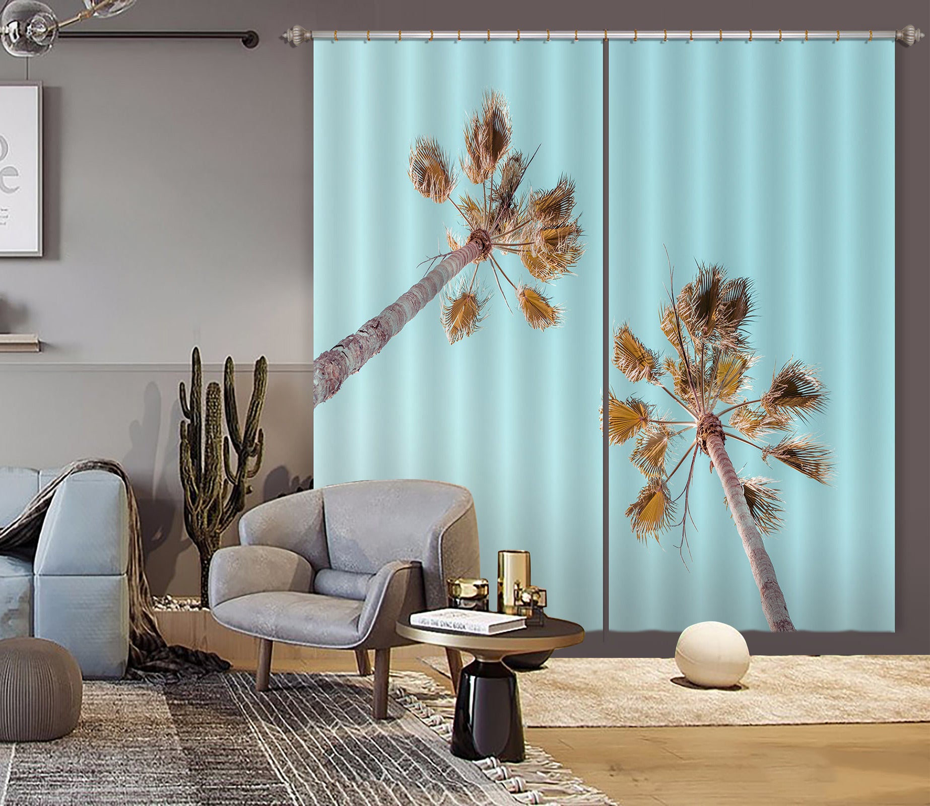 3D Sky Coconut Tree 6550 Assaf Frank Curtain Curtains Drapes
