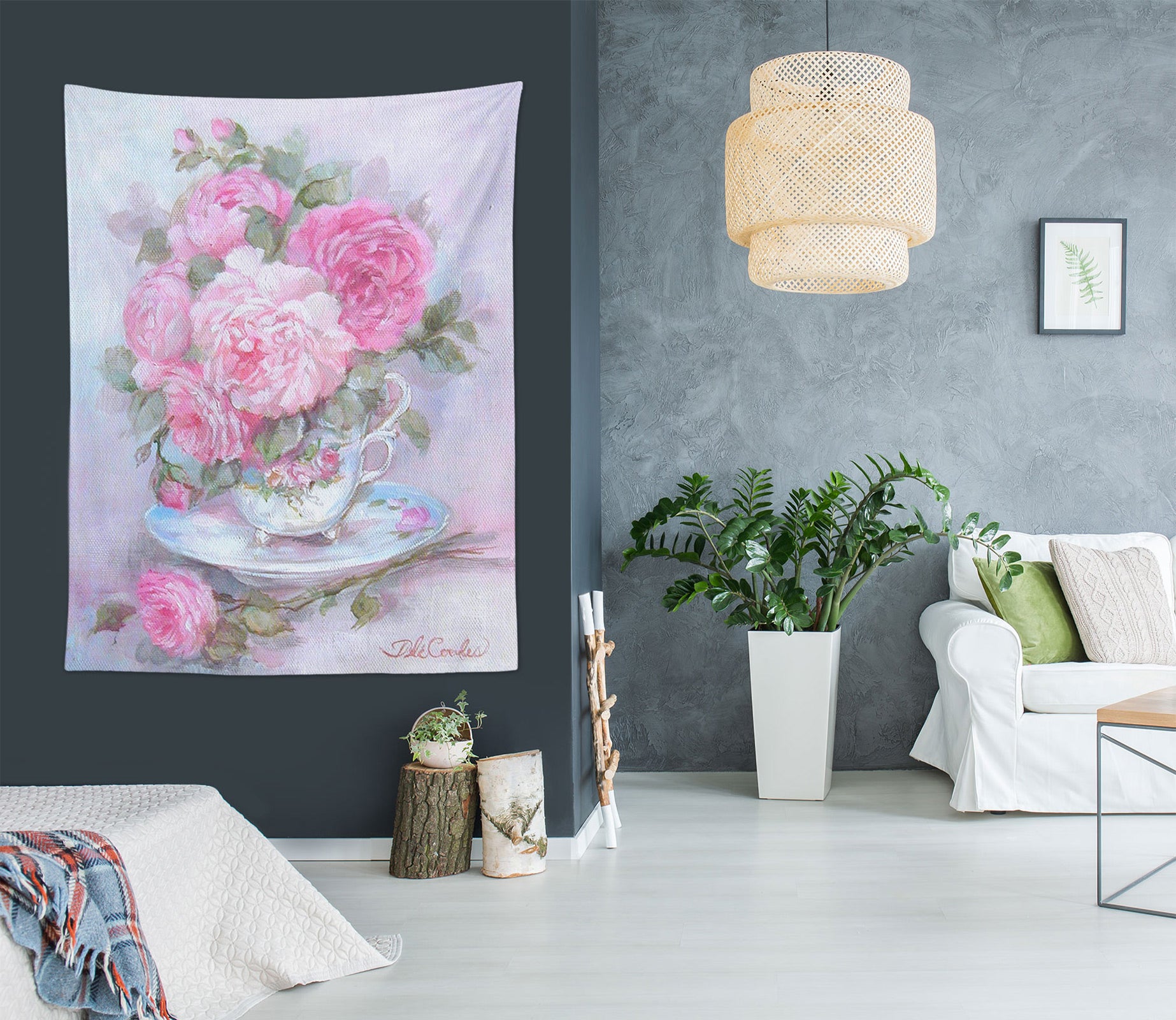 3D Pink Vase 11215 Debi Coules Tapestry Hanging Cloth Hang